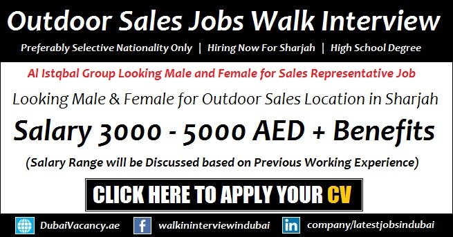 Sales Jobs in Sharjah Walk in Interview Male and Female Latest