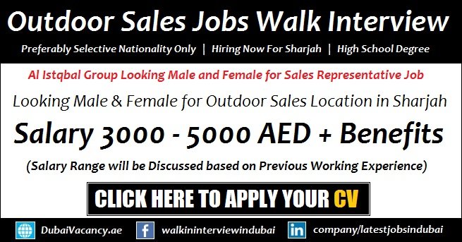 Sales Jobs in Sharjah Walk in Interview Male and Female Latest