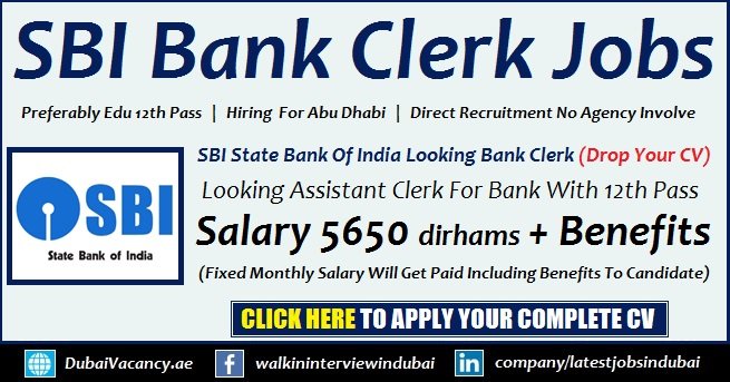 Abu Dhabi Banking Jobs 2018 For Bank Assistant Clerk in SBI 1