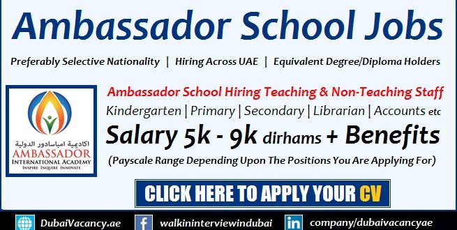 Ambassador School Sharjah Dubai Jobs