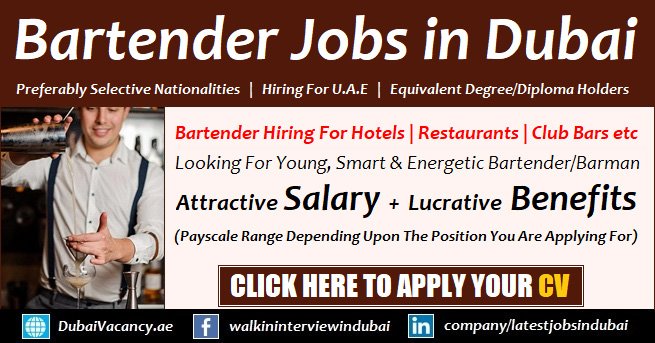 Bartender Jobs in Dubai
