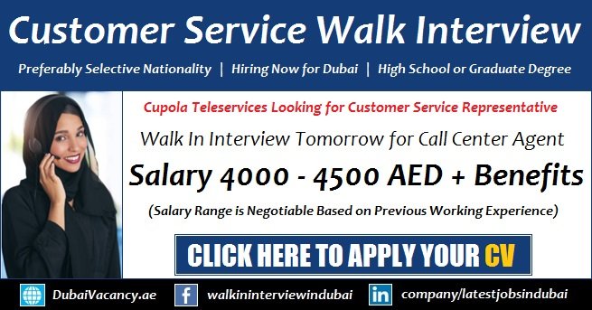 Call Center Jobs in Dubai Cupola Teleservices Walk in Interview Latest 1