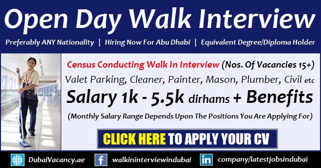 Census Facilities Management Jobs New Walk in Interview in Abu Dhabi