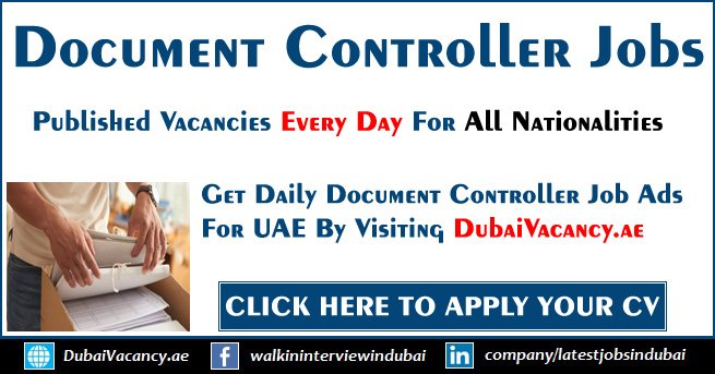 Document Controller Jobs in Dubai UAE Offered Good Salary Package