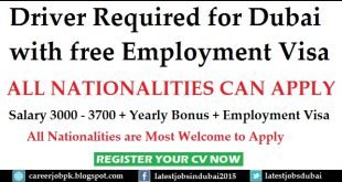 Driver jobs in Dubai with free Visa