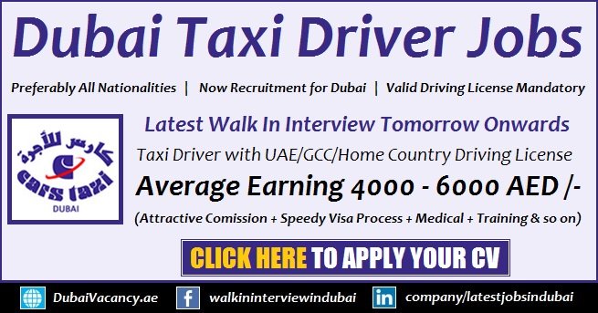 Dubai Taxi Driver Training and Jobs Salary 4000 AED Walk in Interview 1