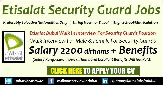 Etisalat Security Guard Jobs