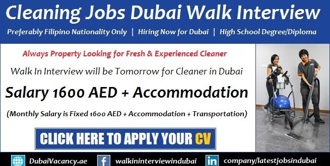 Female Cleaner Jobs in Dubai for Filipino Walk in Interview Latest