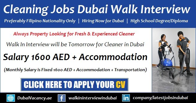 Female Cleaner Jobs in Dubai for Filipino Walk in Interview Latest