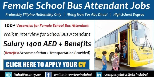 Female School Bus Attendant Jobs in Abu Dhabi Walk in Interview