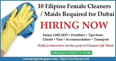 Filipino Female Cleaners or Maids Required for Dubai