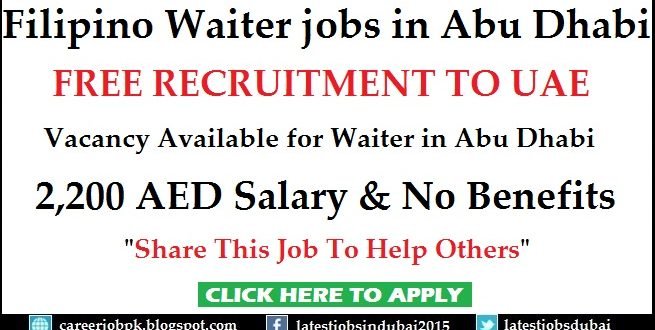Filipino Waiter jobs in Abu Dhabi