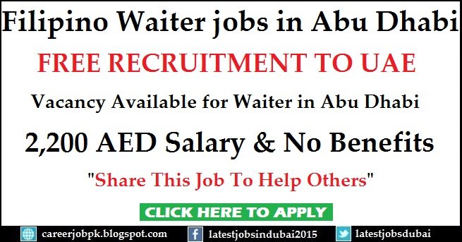 Filipino Waiter jobs in Abu Dhabi