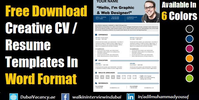 Free Download Editable Resume Cv Template In Ms Word Format