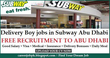 Motorcycle Delivery Boy jobs in Subway Restaurant Abu Dhabi