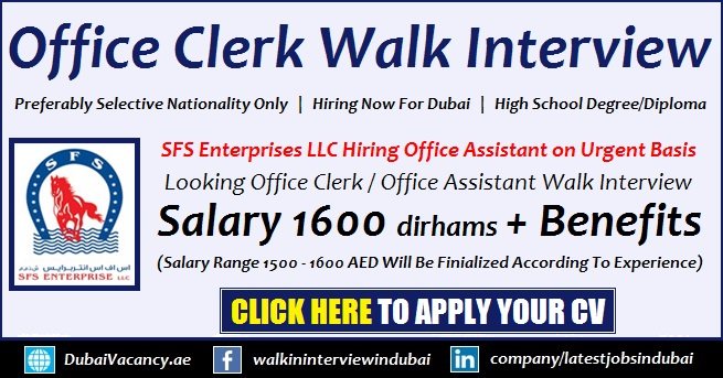 Office Clerk Jobs in Dubai