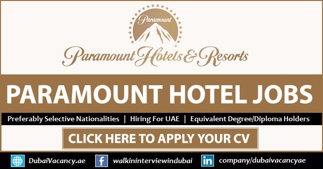 Paramount Hotel Dubai Careers 