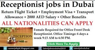 Receptionist jobs in Dubai with Employment Visa