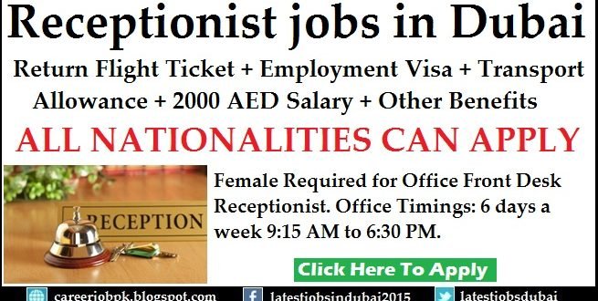 Receptionist jobs in Dubai with Employment Visa
