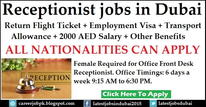 Receptionist jobs in Dubai with Employment Visa