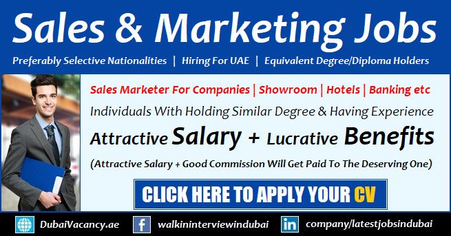 Sales & Marketing Jobs in Dubai