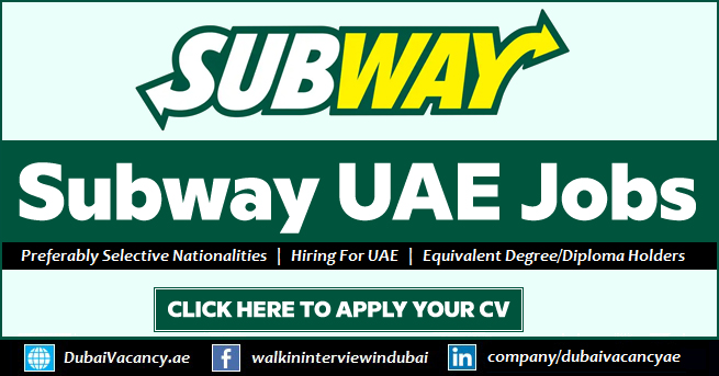 Subway UAE Careers in Dubai