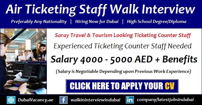 Ticketing Counter Staff Jobs in Dubai Travel Agency Walk Interview