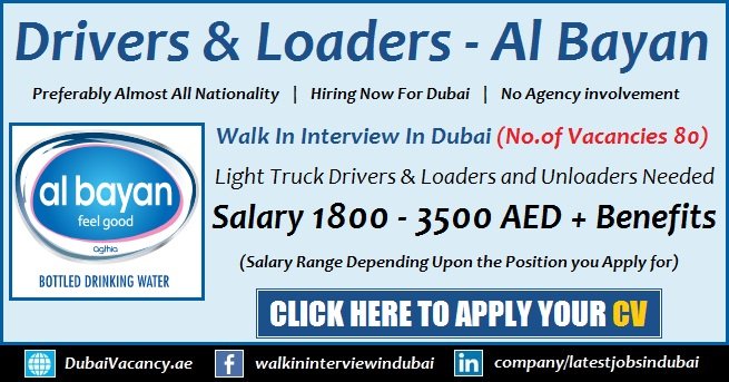 Al Bayan Water Careers And Jobs Dubai Walk In Interview