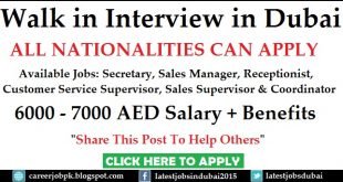 Walk in Interview in Dubai for Pakistani and Indian